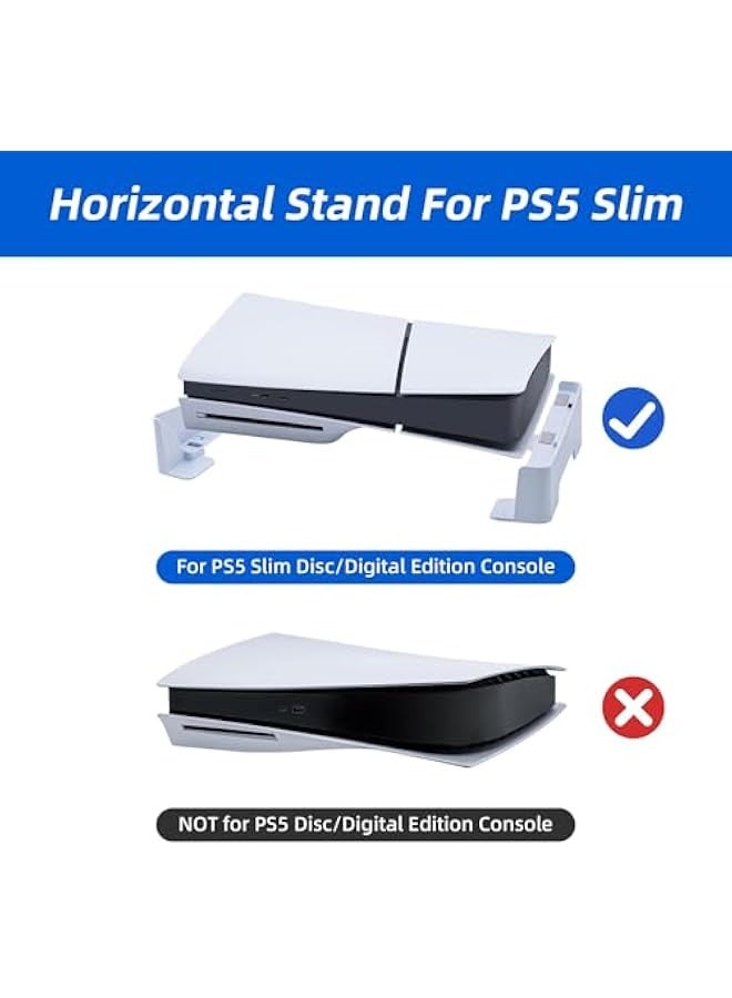 Topleo Horizontal Stand for PS5 Slim/PS5 Pro Base Stand Accessories Compatible with Playstation 5 Slim/PS5 Pro Digital & Ultra-HD Edition Console - White(Compatible with PS5 Slim/Pro)  - Image 3