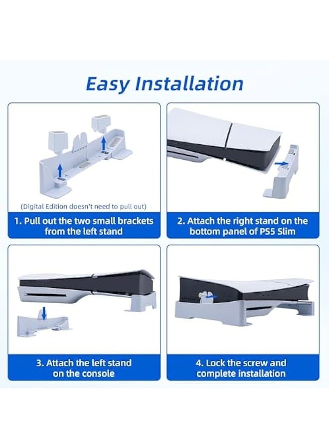 Topleo Horizontal Stand for PS5 Slim/PS5 Pro Base Stand Accessories Compatible with Playstation 5 Slim/PS5 Pro Digital & Ultra-HD Edition Console - White(Compatible with PS5 Slim/Pro) - Image 2