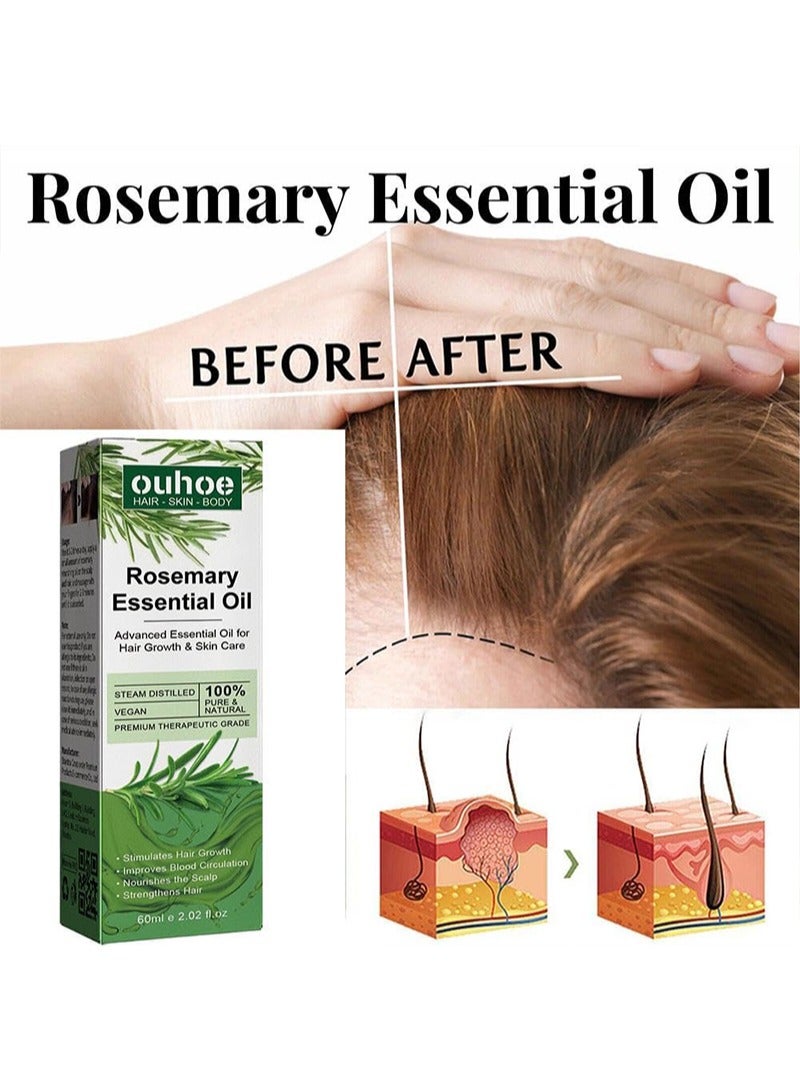 OUHOE 2 Pieces Rosemary Essential Oil，Purely Natural Nourishing The Scalp, Promoting Hair Growth And Enhancing Luster  - Image 5