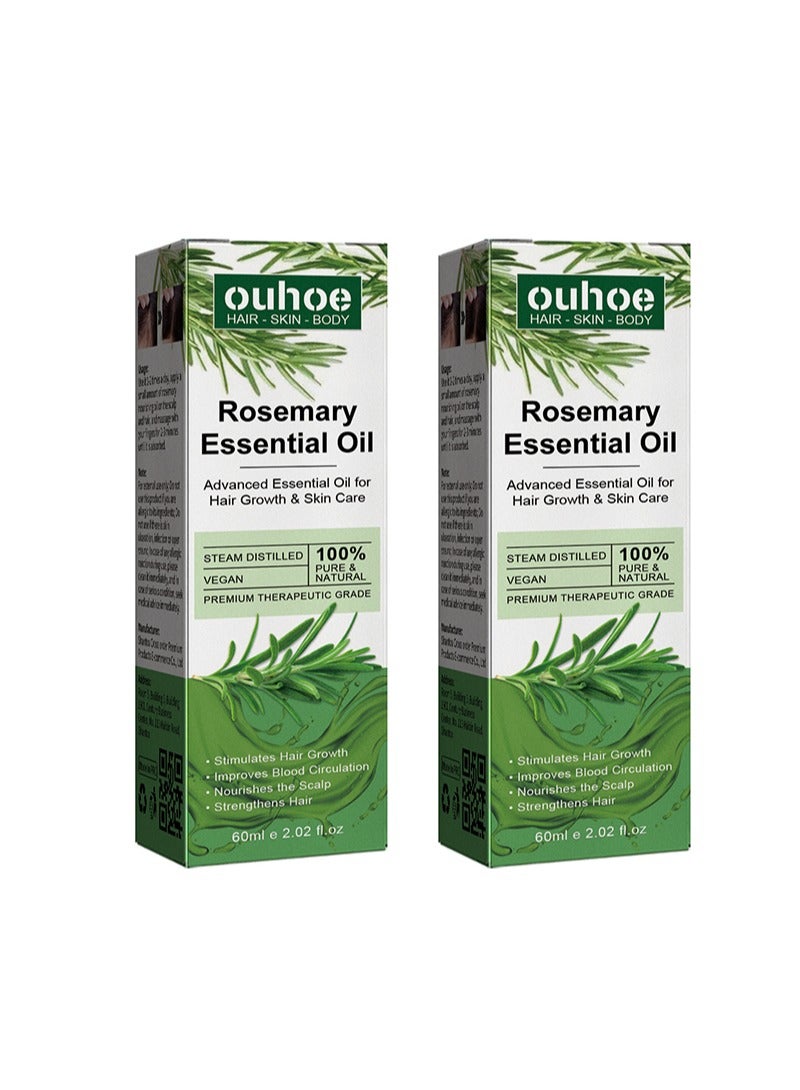 OUHOE 2 Pieces Rosemary Essential Oil，Purely Natural Nourishing The Scalp, Promoting Hair Growth And Enhancing Luster  - Image 1