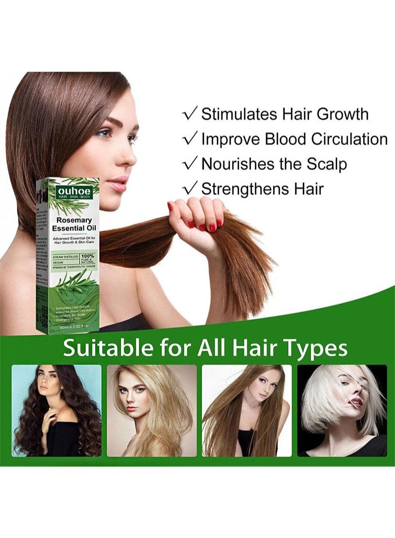 OUHOE 2 Pieces Rosemary Essential Oil，Purely Natural Nourishing The Scalp, Promoting Hair Growth And Enhancing Luster  - Image 3