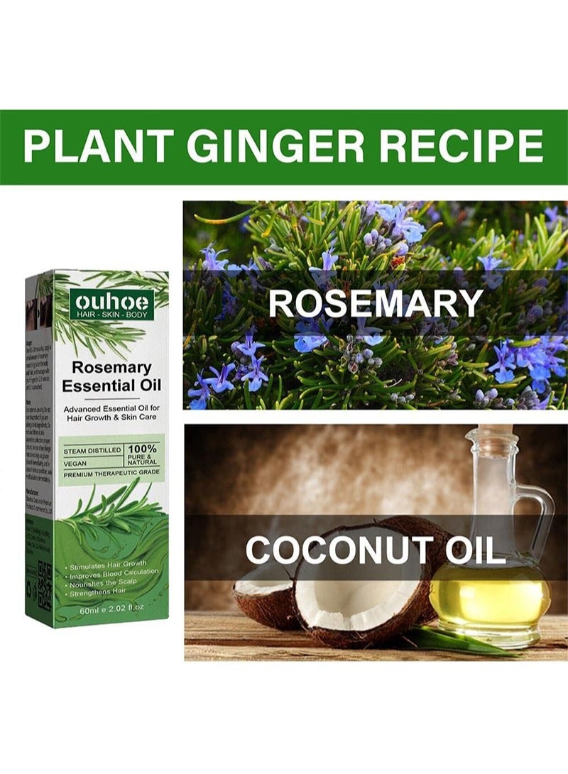 OUHOE 2 Pieces Rosemary Essential Oil，Purely Natural Nourishing The Scalp, Promoting Hair Growth And Enhancing Luster  - Image 4