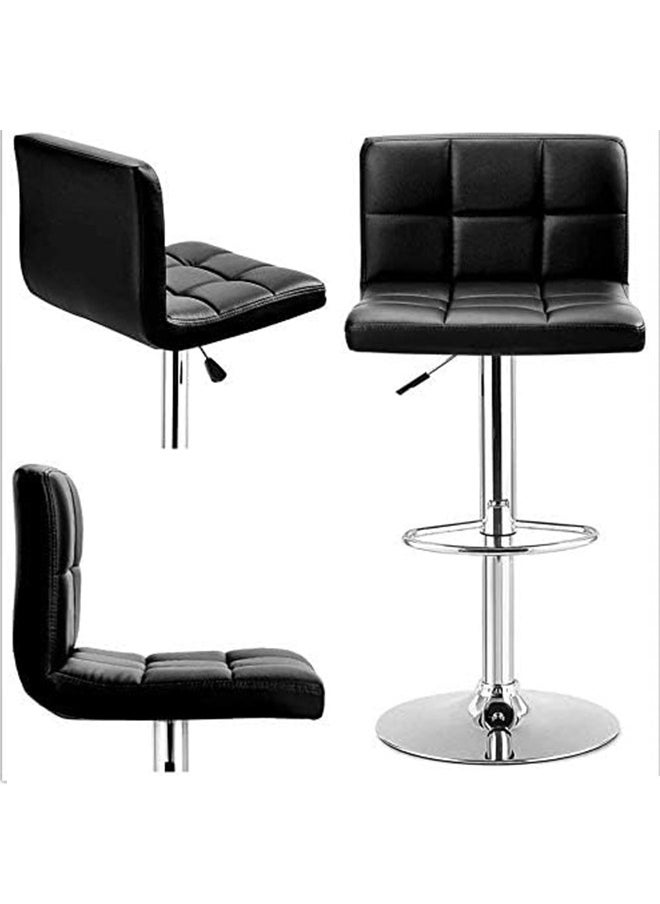 Generic PU Leather Bar Stool with Back Rest Height Adjustable Swivel Pub Chair Home Kitchen Bar stools Backless Stool with Footrest  - Image 3