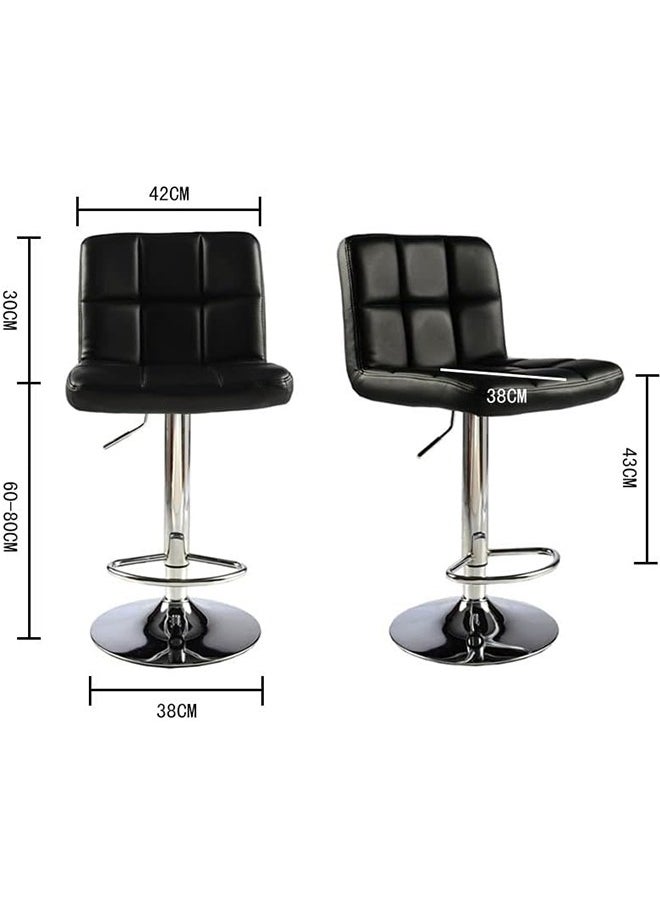 Generic PU Leather Bar Stool with Back Rest Height Adjustable Swivel Pub Chair Home Kitchen Bar stools Backless Stool with Footrest  - Image 2