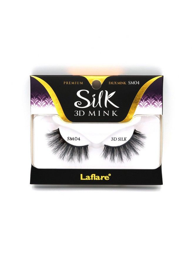 Laflare 3D SILK MINK Premium Faux Mink Eyelashes Cat Eyes Wispy Fluffy Soft as Mink Multilayered False Lashes  (SM04) - Image 1