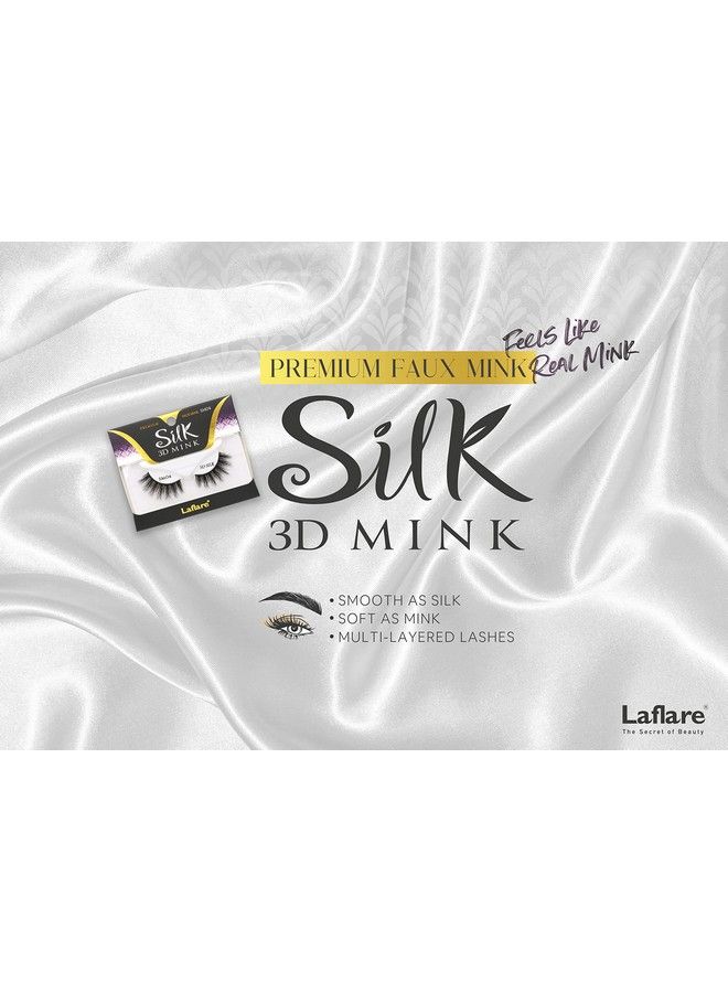 Laflare 3D SILK MINK Premium Faux Mink Eyelashes Cat Eyes Wispy Fluffy Soft as Mink Multilayered False Lashes  (SM04) - Image 5