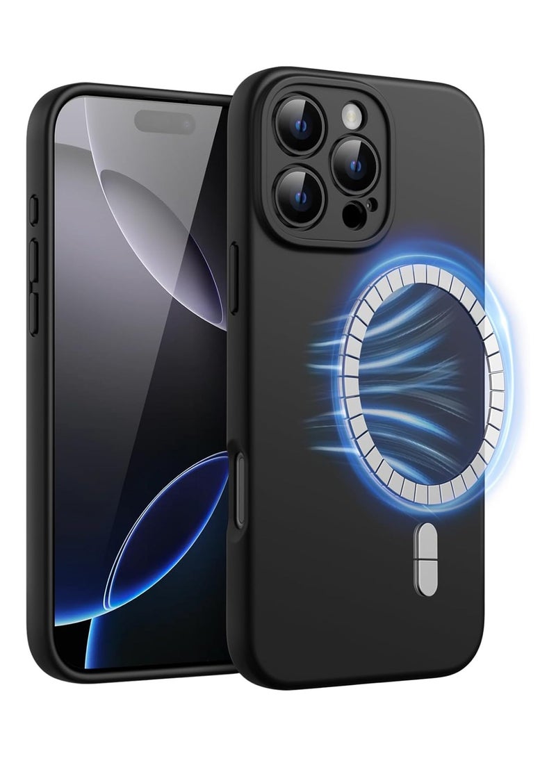 Magnetic Silicone Case for iPhone 16 Pro Max 6.9-Inch, Compatible with MagSafe, Silky Soft Touch, Shock Absorbing Phone Cover with Camera Lens Full Protection (Black)  - Image 1