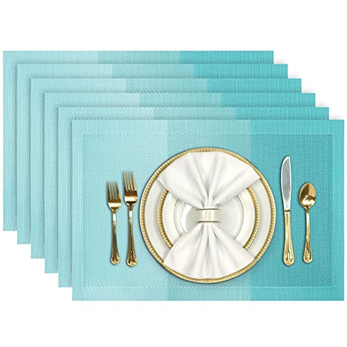 Aofmee Placemats Placemats Set of 6 Heat Resistant Place Mats Washable PVC Table Mats Woven Vinyl Plastic Placemats for Dining Table NonSlip Stain Resistant Kitchen Table Placemats Easy to Clean