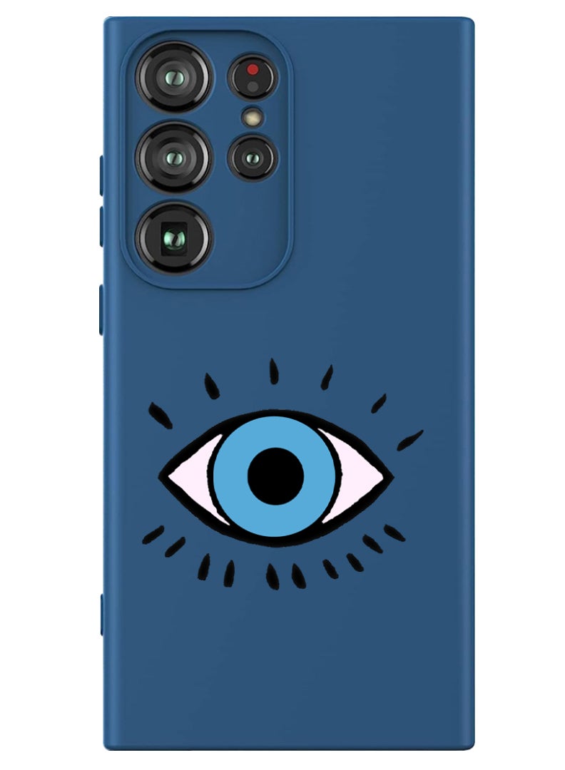 Theodor Protective Slim Fit Case Liquid Silicone Cover with Full Body Protection Anti-Scratch Shockproof Case For Samsung Galaxy S24 Ultra (Blue) - Eye B - Image 1