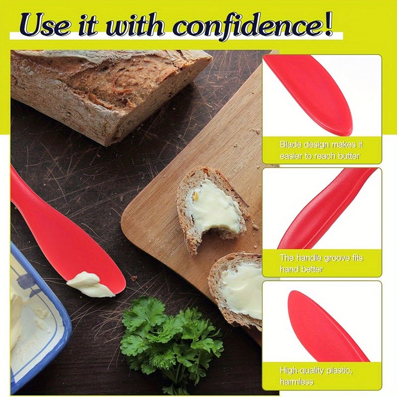 6 Pack Cream Spatula Set 2 Red 2 Blue 2 Pink Non Stick Toast Bread Butter Spreader Kitchen Tool - Image 1