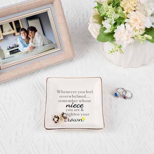 Spegiffu Niece Gifts from Auntie - Jewelry Dish Tray - 'When You Feel Overwhelmed...Straighten Your Crown', Birthday, Mother's Day, Christmas, Valentine's, Wedding, Graduation - Image 2