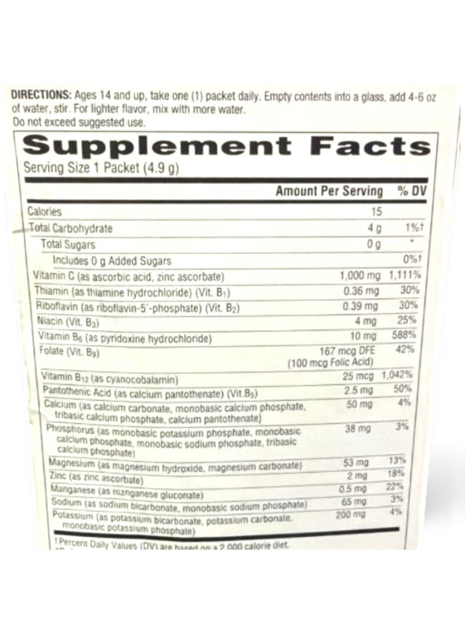 Emergen-C Zero Sugar 1000 mg Vitamin C Powder for Daily Immune Support Caffeine Free Vitamin C Supplements with Zinc and Manganese, B Vitamins and Electrolytes, Raspberry Lemonade Flavor - 36 Count - Image 3