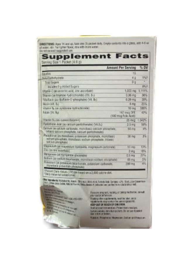 Emergen-C Zero Sugar 1000 mg Vitamin C Powder for Daily Immune Support Caffeine Free Vitamin C Supplements with Zinc and Manganese, B Vitamins and Electrolytes, Raspberry Lemonade Flavor - 36 Count - Image 2