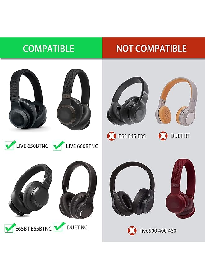 erorex Live 650 Btnc E65Btnc Ear Cushion Memory Foam Ear Pads Replacement Compatible With Jbl E65 E65Btnc Duet Nc Live 650Btnc Live 660 Btnc Headphones Black - Image 2