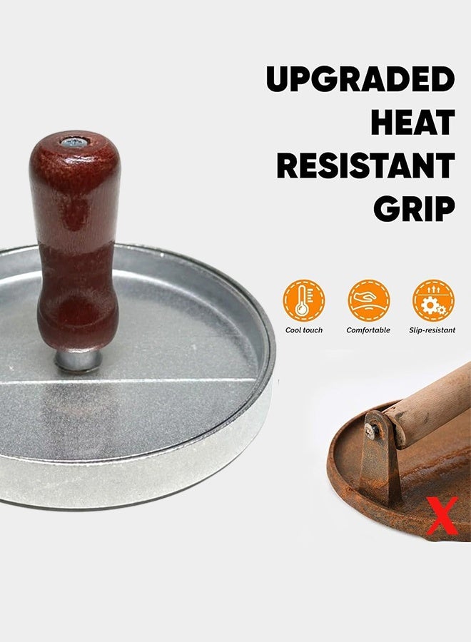 سويت لايف صانعة فطائر البرجر من الفولاذ المقاوم للصدأ، قالب فطائر البرجر بمقبض خشبي، غير لاصق، مع 100 ورقة فطائر - Image 2