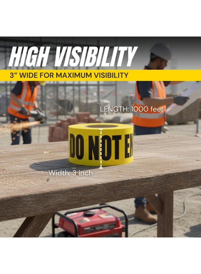 TAPIX Yellow Caution Do Not Enter Barricade Tape 3 inch X 1000 feet • Bright Yellow with a Bold Black Print • 3 in. Wide for Maximum Readability • Tear Resistant Design - Image 2