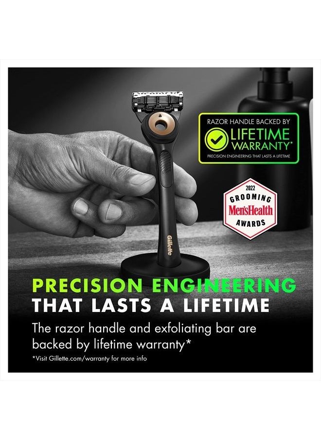Gillette - Razor for Men with Exfoliating Bar Gold Edition by GilletteLabs, Includes 1 Handle, 3 Razor Blade Refills, 1 Travel Case, 1 Premium Magnetic Stand - Image 1
