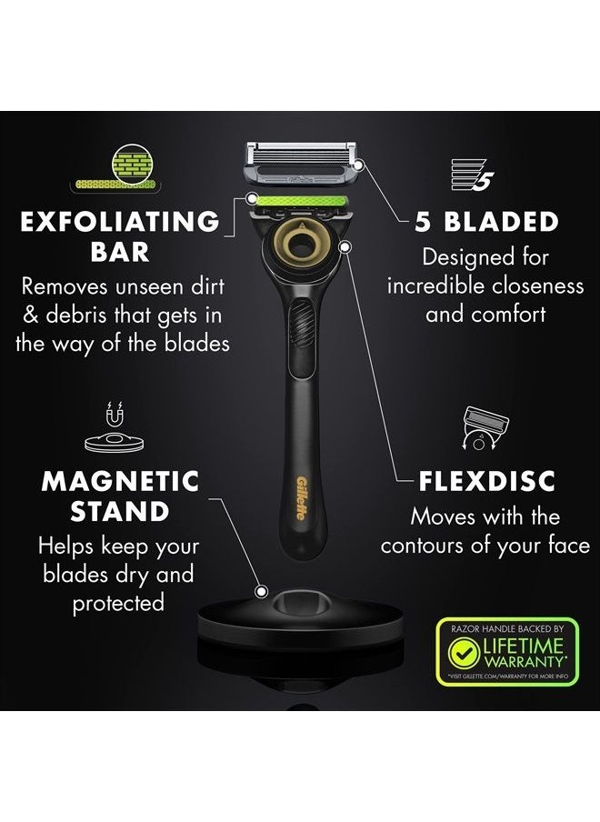 Gillette - Razor for Men with Exfoliating Bar Gold Edition by GilletteLabs, Includes 1 Handle, 3 Razor Blade Refills, 1 Travel Case, 1 Premium Magnetic Stand - Image 1