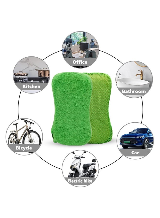 FAJ 2-in-1 Microfiber Car Wash Sponge, Dual-Side Cleaning & Drying Sponge, Scratch-Free Microfiber Cleaning Pad for Car, Bike, Kitchen, Bathroom & Home Surfaces - 800G821 - Image 5