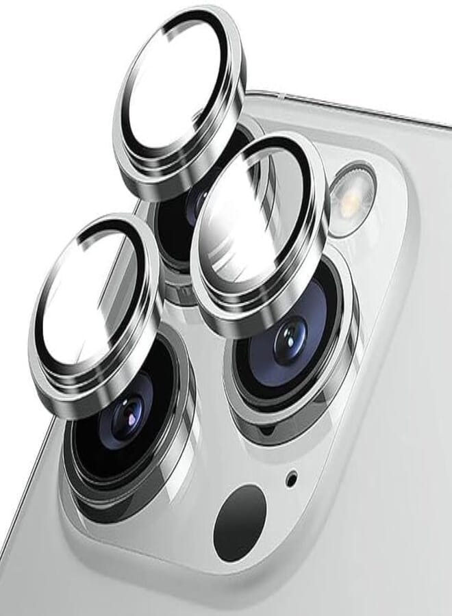 Next Next Store 9H Tempered Glass Metal Camera Lens Protector, Metal Camera Ring Scratch Resistant [HD Clear] [Corrosion Resistant] Shockproof Compatible with iPhone 14Pro/14ProMax (Silver)