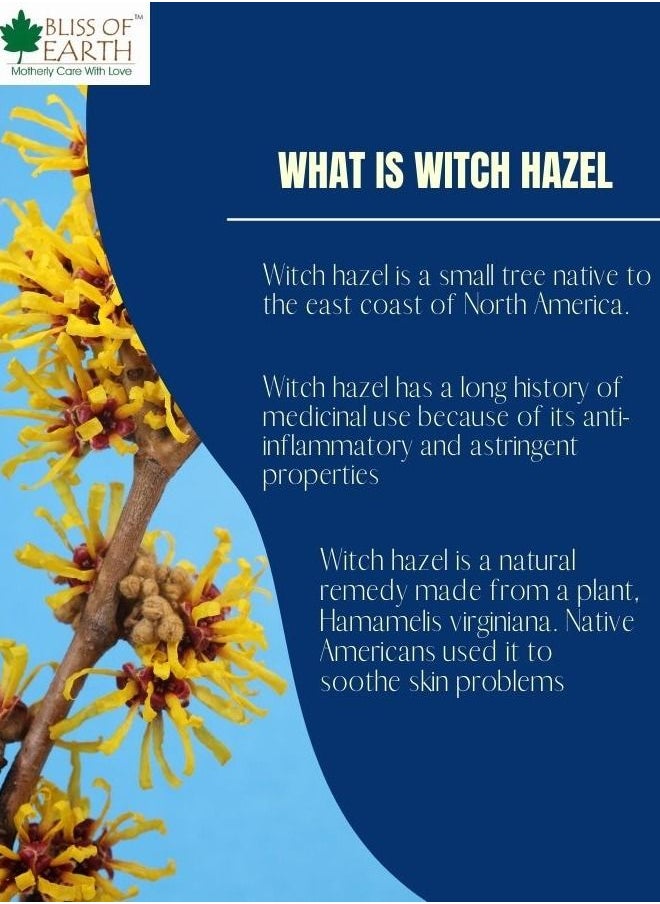 BLISS OF EARTH - Bliss of Earth 100ML Pure Witch Hazel Astringent Natural Toner Great For Acne & Skin Rashes - Image 1