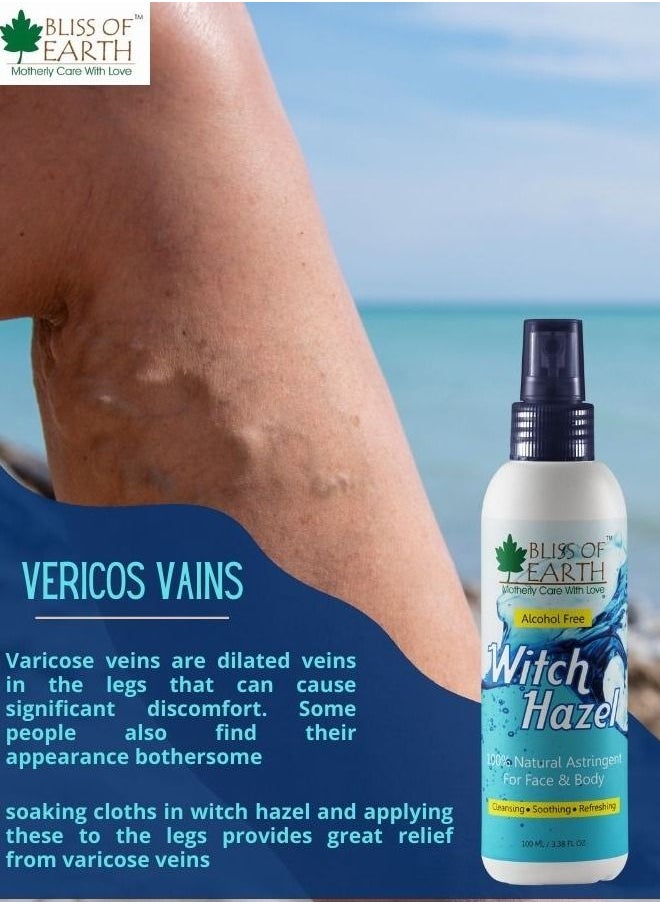 BLISS OF EARTH - Bliss of Earth 100ML Pure Witch Hazel Astringent Natural Toner Great For Acne & Skin Rashes - Image 1