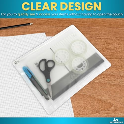 1InTheOffice Pencil Pouch for 3 Ring Binder, Binder Pencil Pouch, Zipper Pencil Pouch, 10" x 8", Clear, 4 Pack - Image 3