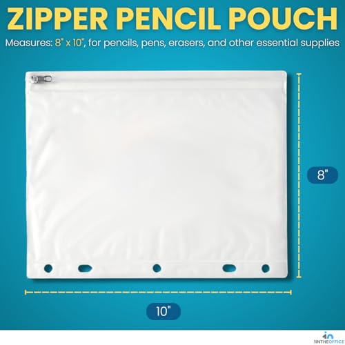 1InTheOffice Pencil Pouch for 3 Ring Binder, Binder Pencil Pouch, Zipper Pencil Pouch, 10" x 8", Clear, 4 Pack - Image 2