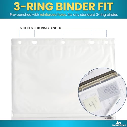 1InTheOffice Pencil Pouch for 3 Ring Binder, Binder Pencil Pouch, Zipper Pencil Pouch, 10" x 8", Clear, 4 Pack - Image 5