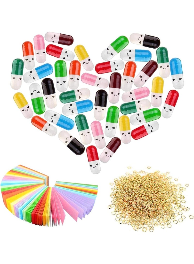 KISSUN 200 pcs Capsule Letters Message, Cute Color Pill Pill Capsules with Smiley Faces, Capsule Message Pill Letter for Love Letters, Friendship Notes or Gifts - Image 1
