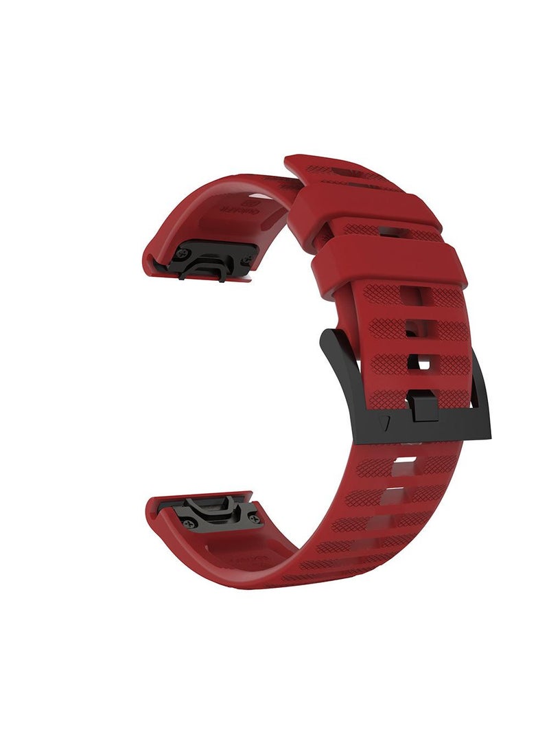 حزام سيليكون مناسب لجهاز Garmin Fenix7pro/6/Fenix7x/6x/7s أحمر 22 مم Fenix6 - Image 1