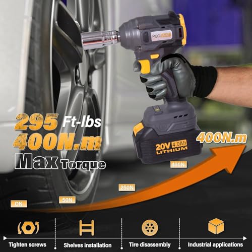 MECRAAF® Cordless 20V Impact Wrench Driver | 2x 4.0Ah Battery & Fast Charger | Impact Driver High Torque Brushless Impact Gun Includes LED Work Light Variable Speeds for Car | Truck RV | Mower - Image 3