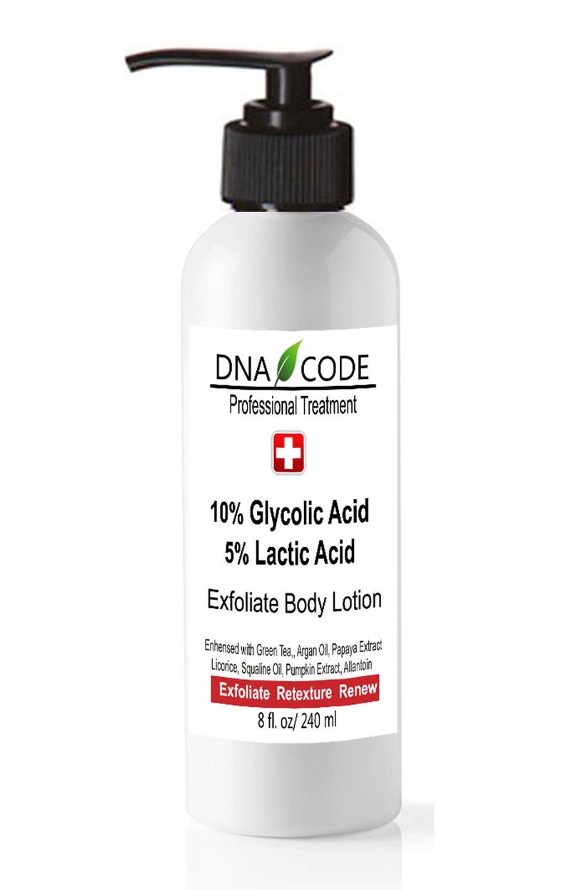 DNA CODE Skin Care Magic Lotion 10 Glycolic 5 Lactic Acid Exfoliatingl Body Lotion wGreen Tea Argan Oil Papaya Licorice