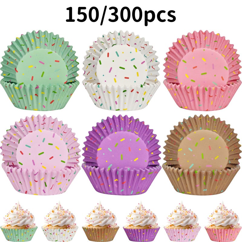 150 300pcs 6 Colors Mixed Muffin Cupcake Liners 1.97 1.18inch Party Birthday Decorations Baking Supplies - Image 1