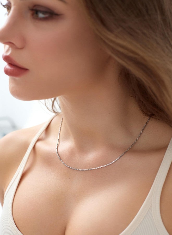 FOSIR 2mm Surgical Stainless Steel Thin Chain Necklace for Women and Men, 18 Inches - Image 3