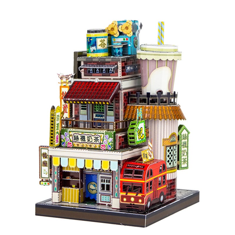 Mu Art Model Metal Assembled Model Art Tour World Ramen Shop Video Game City Milk Tea Shop Convenience Store Puzzle Toy - Image 4