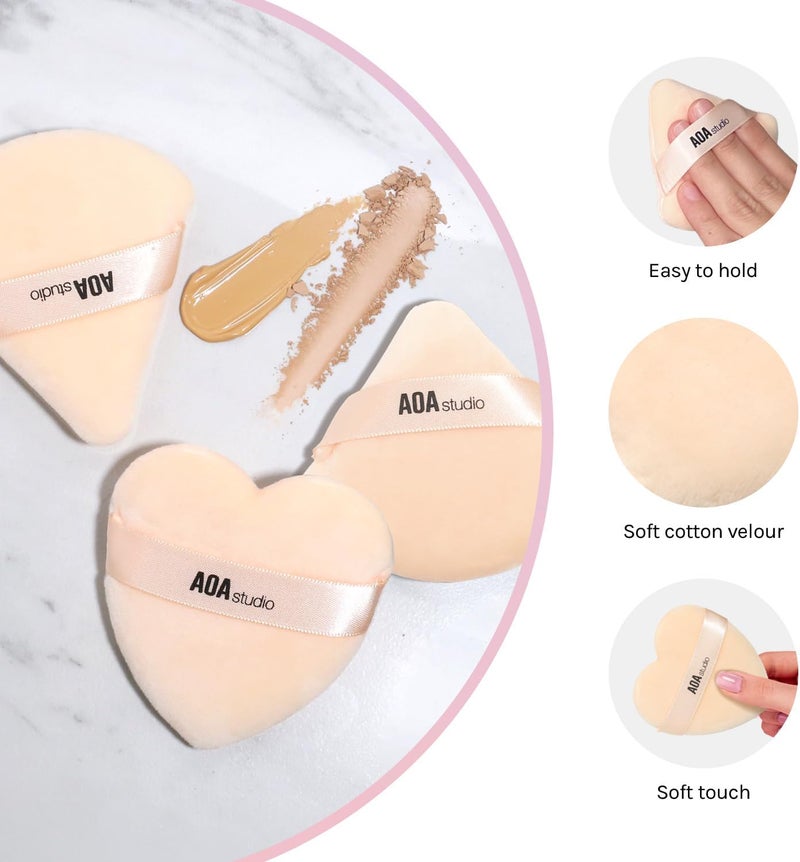 AOA STUDIO Velvet Puffs Makeup Puff Set of 6 Loose Powder Body Powder, Velour Makeup Blender Sponge Foundation Blending Sponges Set Beauty Makeup Tools(Black/Peach) (Small peach/Big peach/Heart peach) - Image 4