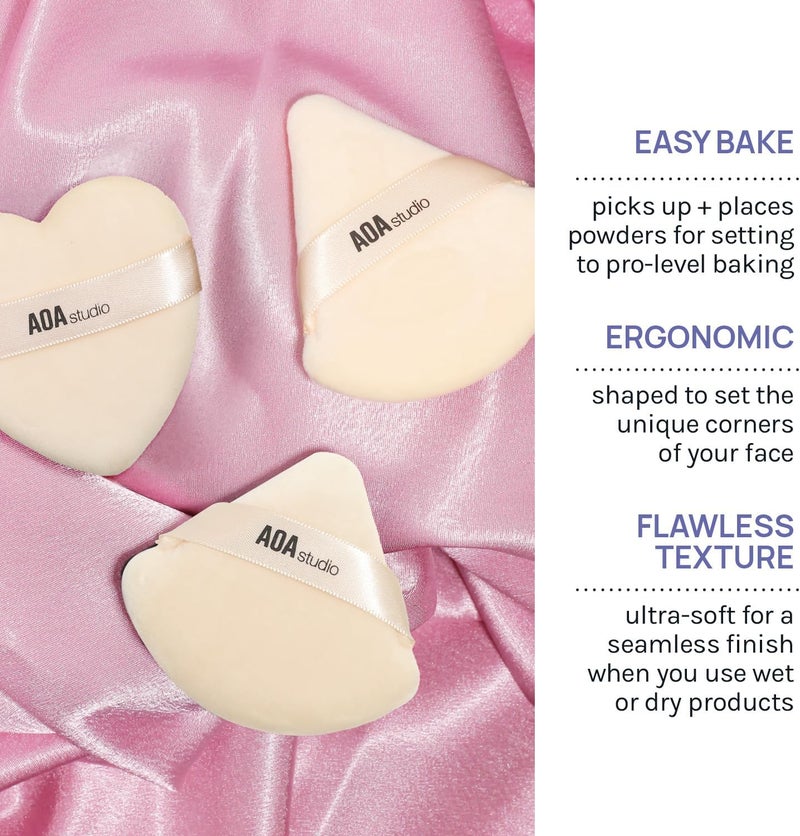 AOA STUDIO Velvet Puffs Makeup Puff Set of 6 Loose Powder Body Powder, Velour Makeup Blender Sponge Foundation Blending Sponges Set Beauty Makeup Tools(Black/Peach) (Small peach/Big peach/Heart peach) - Image 3