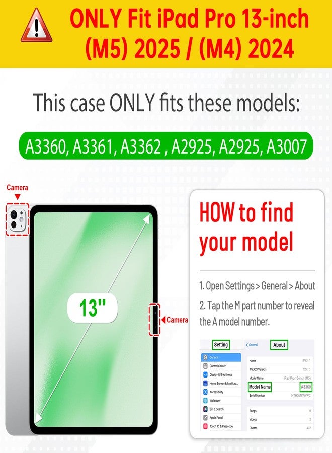 فينتي جراب Fintie الدوار لجهاز iPad Pro مقاس 13 بوصة (M5) 2025 / (M4) 2024 مع حامل قلم - غطاء واقٍ يدور 360 درجة مع خاصية الإيقاظ/السكون التلقائي، أرجواني - Image 3