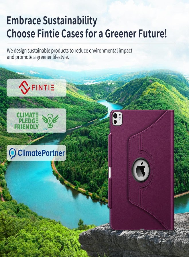 فينتي جراب Fintie الدوار لجهاز iPad Pro مقاس 13 بوصة (M5) 2025 / (M4) 2024 مع حامل قلم - غطاء واقٍ يدور 360 درجة مع خاصية الإيقاظ/السكون التلقائي، أرجواني - Image 2