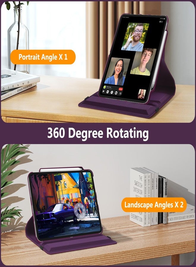 فينتي جراب Fintie الدوار لجهاز iPad Pro مقاس 13 بوصة (M5) 2025 / (M4) 2024 مع حامل قلم - غطاء واقٍ يدور 360 درجة مع خاصية الإيقاظ/السكون التلقائي، أرجواني - Image 4