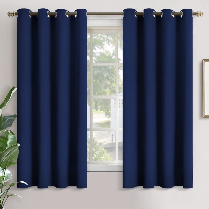 NAVY BLACKOUT CURTAINS 63 INCH LENGTH FOR KIDS BEDROOM THERMAL INSULATED WITH GROMMET ROOM DARKENING WINDOW DRAPES FOR LIVING ROOM 2 PANELS 52 X 63 INCH