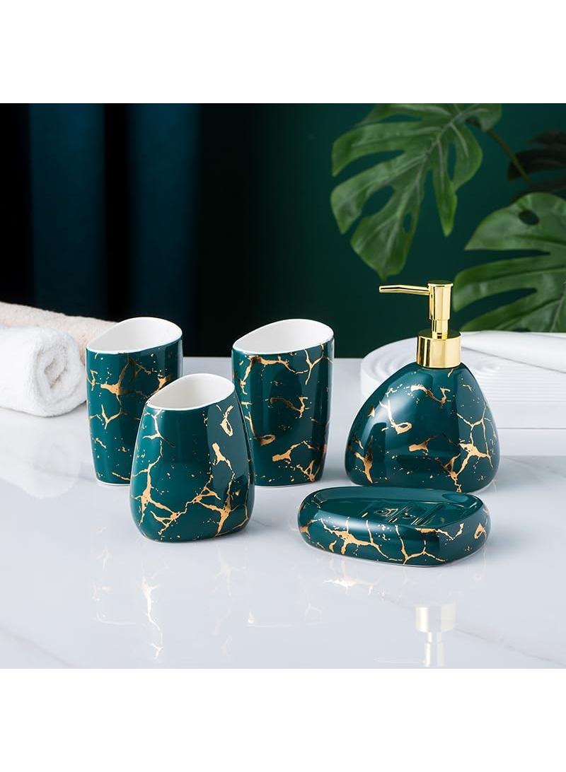 Bathroom Accessories Set,Modern Countertop Bathroom Decor,Luxury 6 Piece Bathroom Accessory Set,Complete with Soap Dispenser,Toothbrush Holder,Tumbler,Tray - Image 3