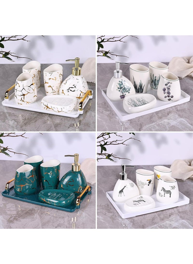 Bathroom Accessories Set,Modern Countertop Bathroom Decor,Luxury 6 Piece Bathroom Accessory Set,Complete with Soap Dispenser,Toothbrush Holder,Tumbler,Tray - Image 5