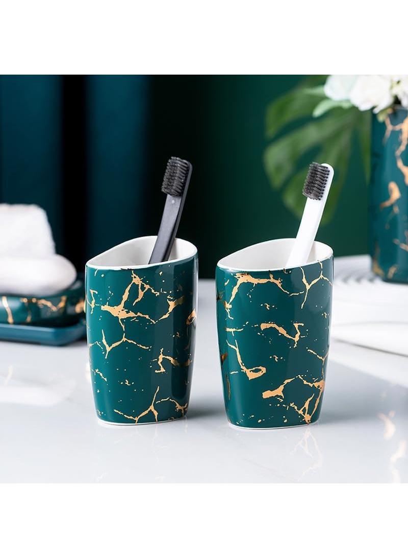 Bathroom Accessories Set,Modern Countertop Bathroom Decor,Luxury 6 Piece Bathroom Accessory Set,Complete with Soap Dispenser,Toothbrush Holder,Tumbler,Tray - Image 4