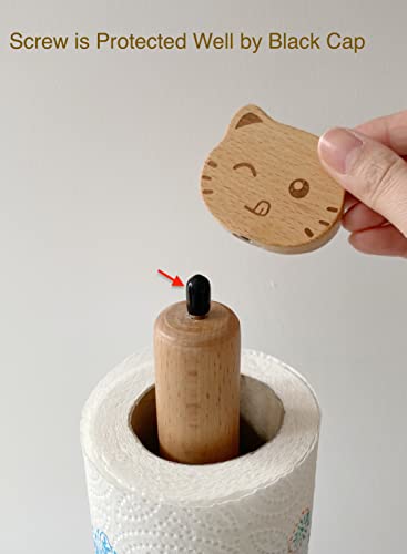 Cambiar Cute Paper Towel Holder, Wooden Kitchen Roll Stand Organizer Free Standing, Housewarming Gift Present for Friends - Image 5