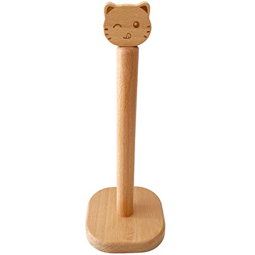 Cambiar Cute Paper Towel Holder, Wooden Kitchen Roll Stand Organizer Free Standing, Housewarming Gift Present for Friends - Image 1