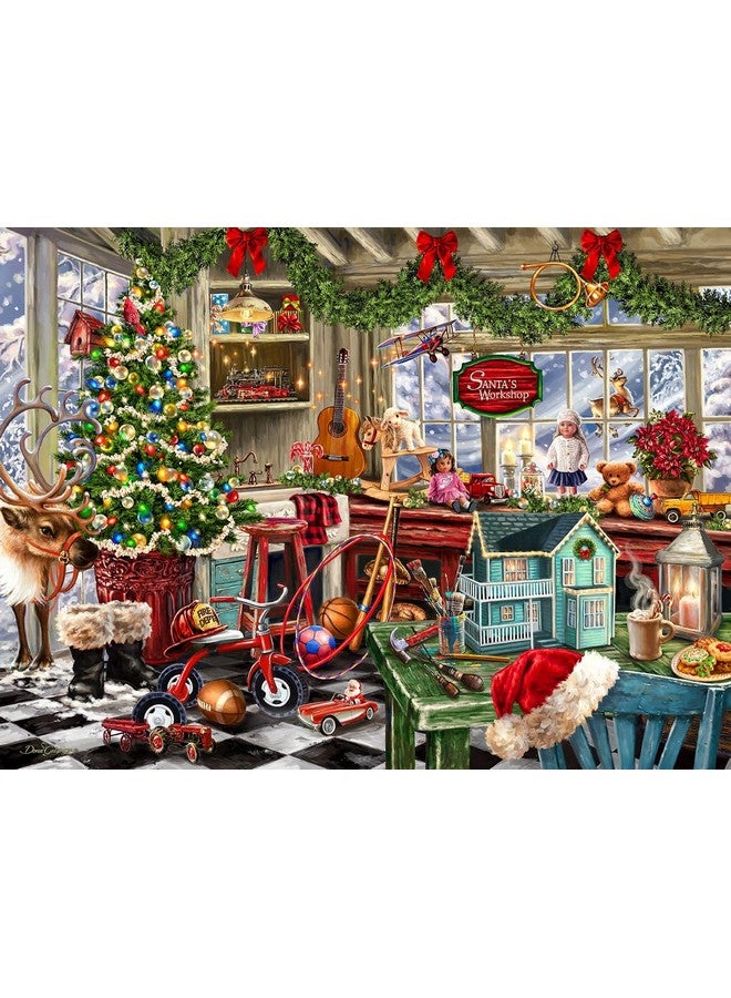 Springbok's Santa's Workshop 1000 Piece Jigsaw Puzzle by Artist Dona Gelsinger Features The Famous Christmas Workshop of Santa's Elves - Image 1