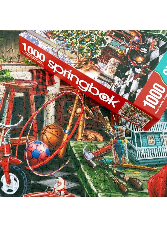 Springbok's Santa's Workshop 1000 Piece Jigsaw Puzzle by Artist Dona Gelsinger Features The Famous Christmas Workshop of Santa's Elves - Image 4