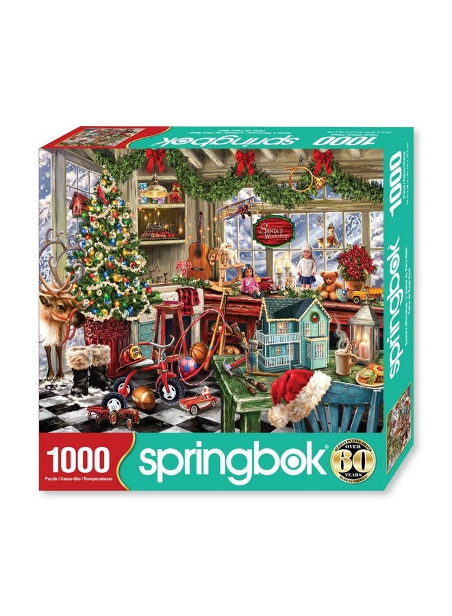 Springbok's Santa's Workshop 1000 Piece Jigsaw Puzzle by Artist Dona Gelsinger Features The Famous Christmas Workshop of Santa's Elves - Image 2